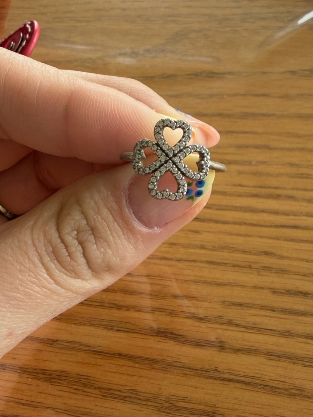 PETALS OF LOVE Authentic PANDORA Hearts CLOVER Ring 190978CZ